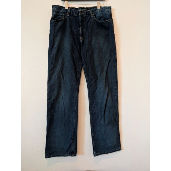 Eddie Bauer Straight Leg Relaxed Red Plaid Flannel Lined Jean Sz 38x34 - Picture 2 of 9